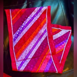 Vibrant Y2K Pink  Striped and Polka Dot Scarf